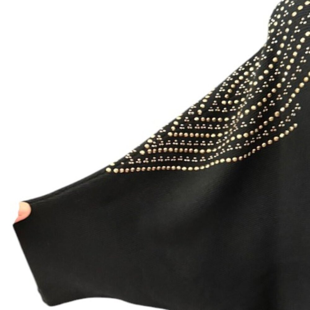 Luna Women's Black Knit Pullover Sweater Gold Beads Dolman Sleeve Plus 1x Nwt — image 4 of 8
